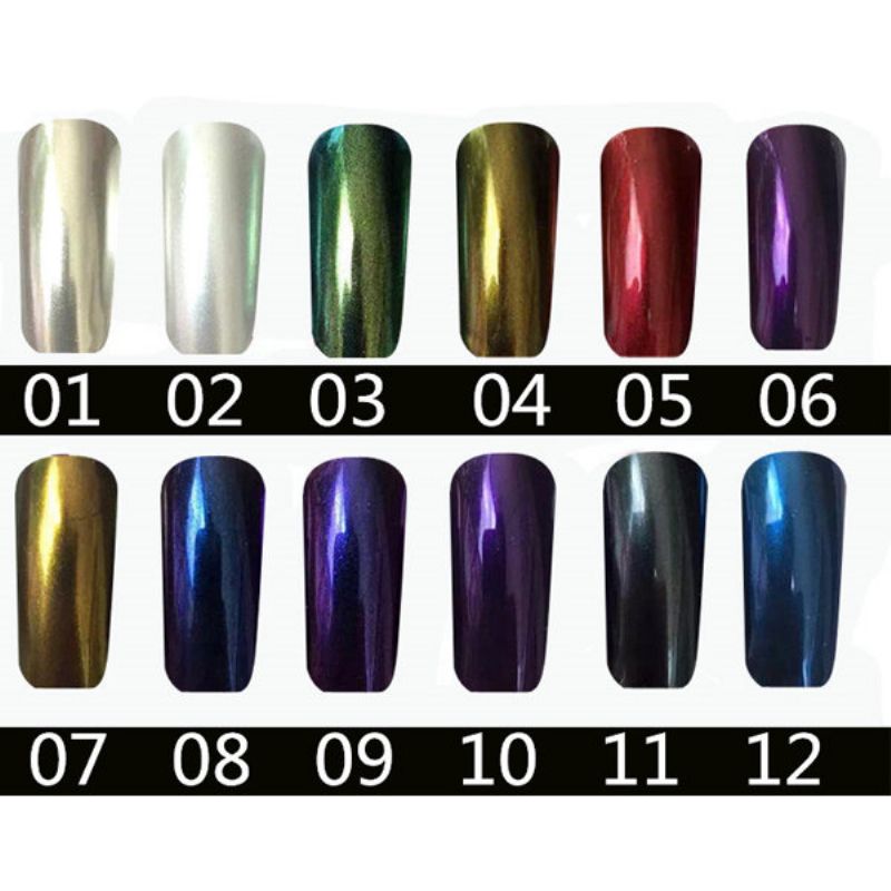 Magic Mirror Chrome Effect Powder Metalik Nail Art Additive Pigment Charming 12 Boja Na Izbor