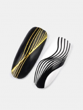 Metalne 3d Linije Naljepnice Za Nokte Wave Strip Gold Nails Art Samoljepljiva Prijenosna Naljepnica