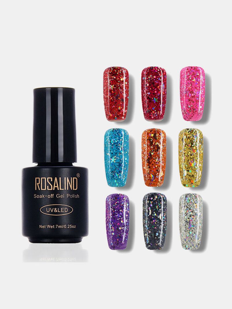 Rosalind 12 Boja Uv Gel Lak Sa Svjetlucavim Šljokicama Soak Off Uv Led Lampa Nail Art Dugotrajna 7 Ml