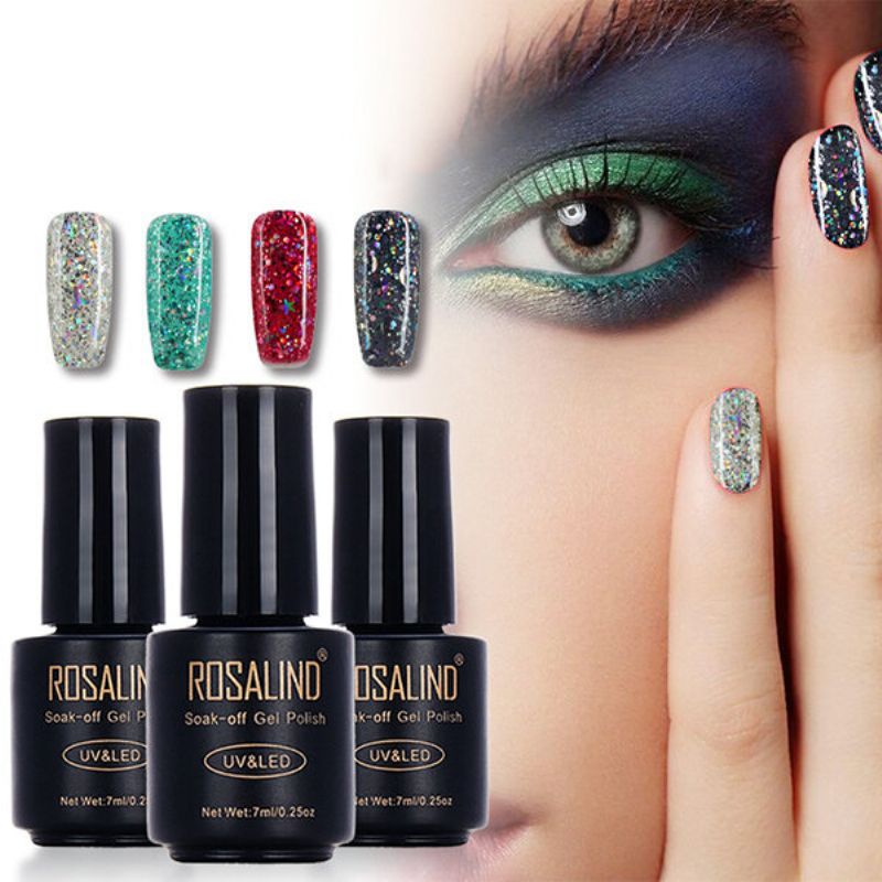 Rosalind 12 Boja Uv Gel Lak Sa Svjetlucavim Šljokicama Soak Off Uv Led Lampa Nail Art Dugotrajna 7 Ml