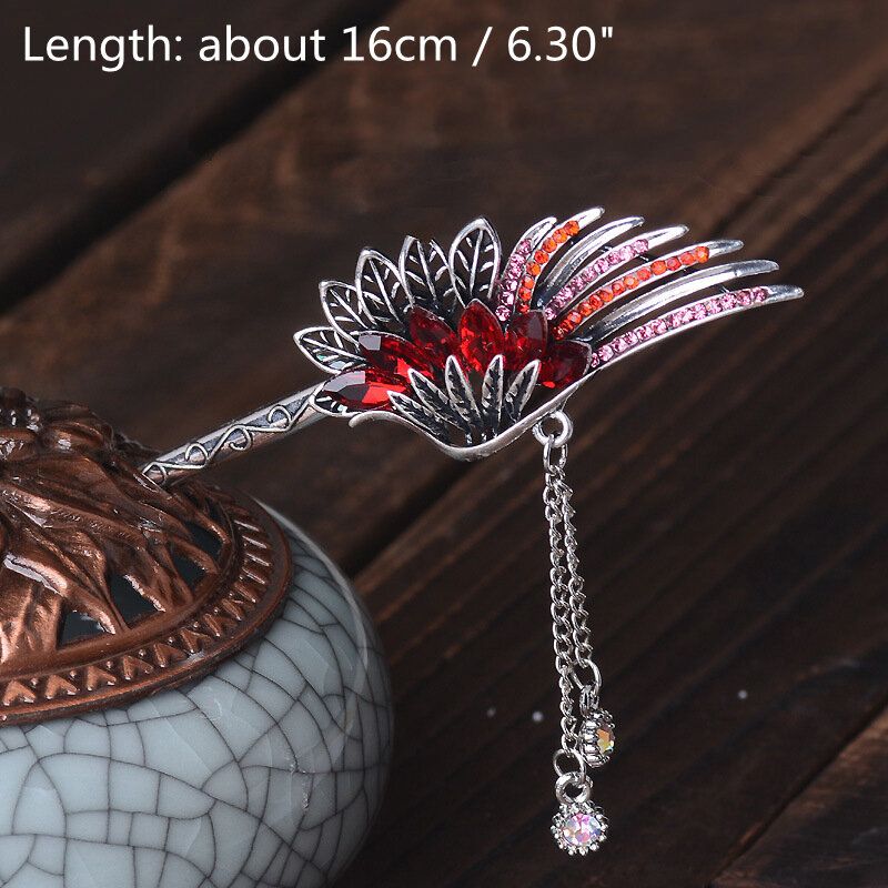 Etnički Unikatni Ženski Dodaci Za Kosu Vintage Leaf Wings Rhinestones Crystal Tassel Ukosnica