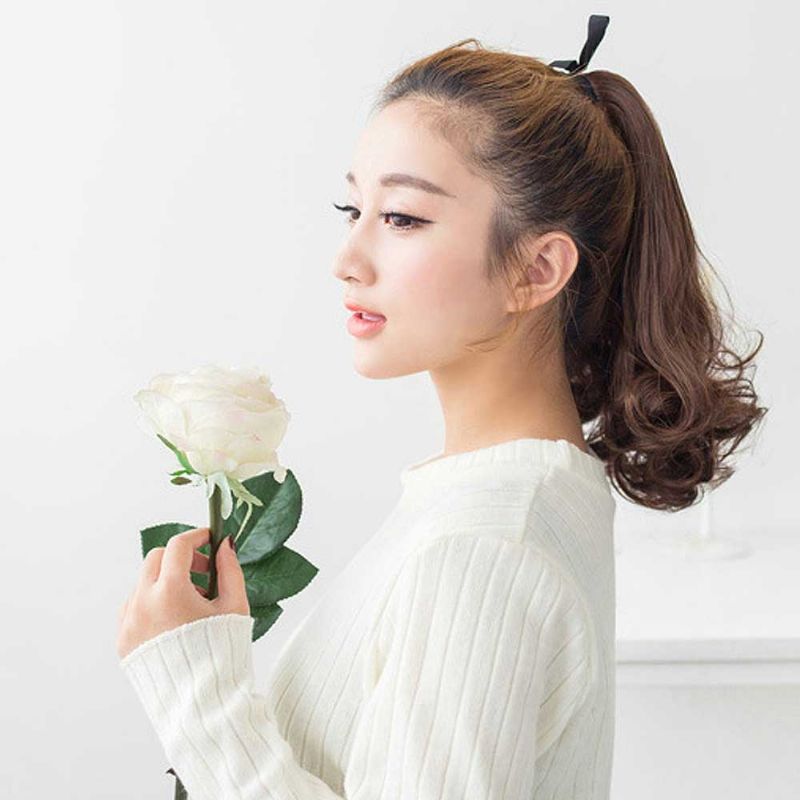 Zavoj Tipa Korejskog Stila Toupee Rinka Konjski Rep Zakrivljena Kosa Za Dame Elegantna Stilska Perika Otporna Na Visoke Temperature