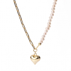 Design Sense 925 Sterling Silver Love In Retro Light Luksuzna Ogrlica Od Slatkovodnih Bisera
