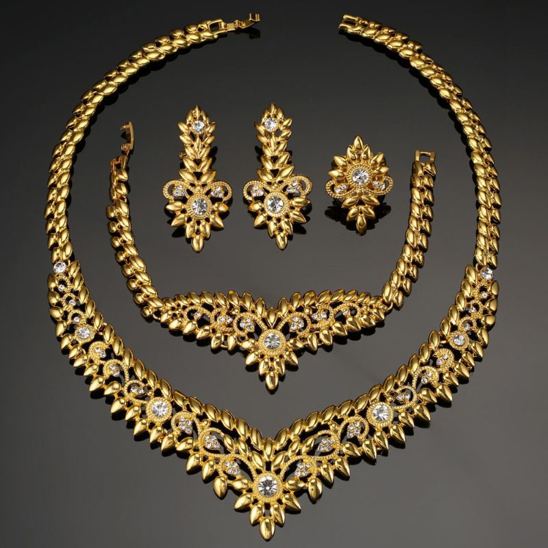 Dubai Nakit Set Dijamanata Ženska Ogrlica Naušnice Prsten Narukvica Četverodijelni