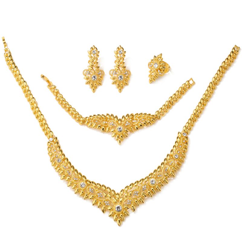 Dubai Nakit Set Dijamanata Ženska Ogrlica Naušnice Prsten Narukvica Četverodijelni