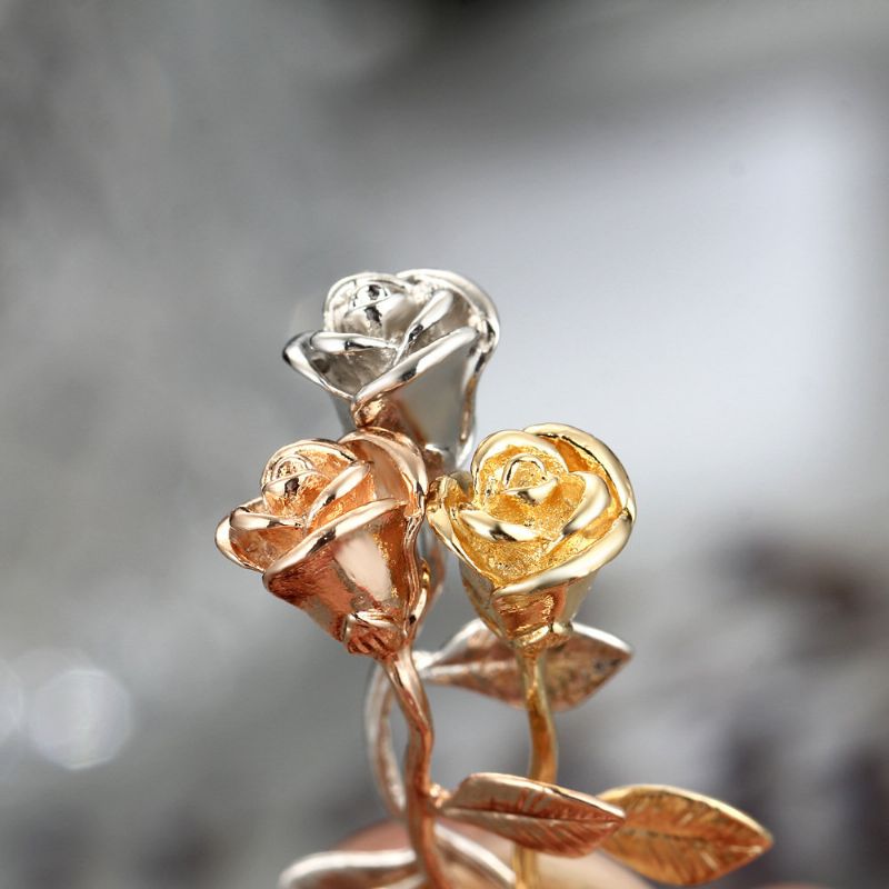 Luksuzna Ogrlica S Privjeskom Od Ružičasto Zlatne Srebrne Ruže Slatka Na Poklon Za Valentinovo Za Žene