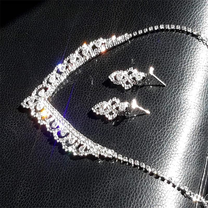 Modna Čipka Intarzirana Dijamantna Ogrlica Set Naušnica 602 Ženski Dodaci Vjenčani Ukrasi