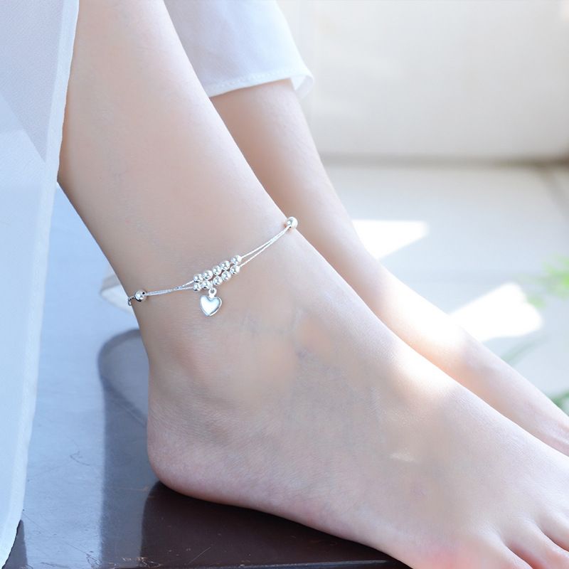 Peach Blossom Love Mini Heart Anklet Srebrna Narukvica Nakit Za Djevojke