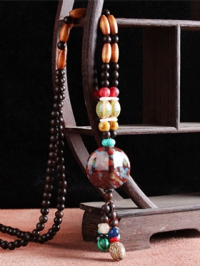 Vintage Etničke Perle Geometrijskog Oblika S Privjescima S Resicama Keramika Bodhi Drvene Ogrlice S Perlama