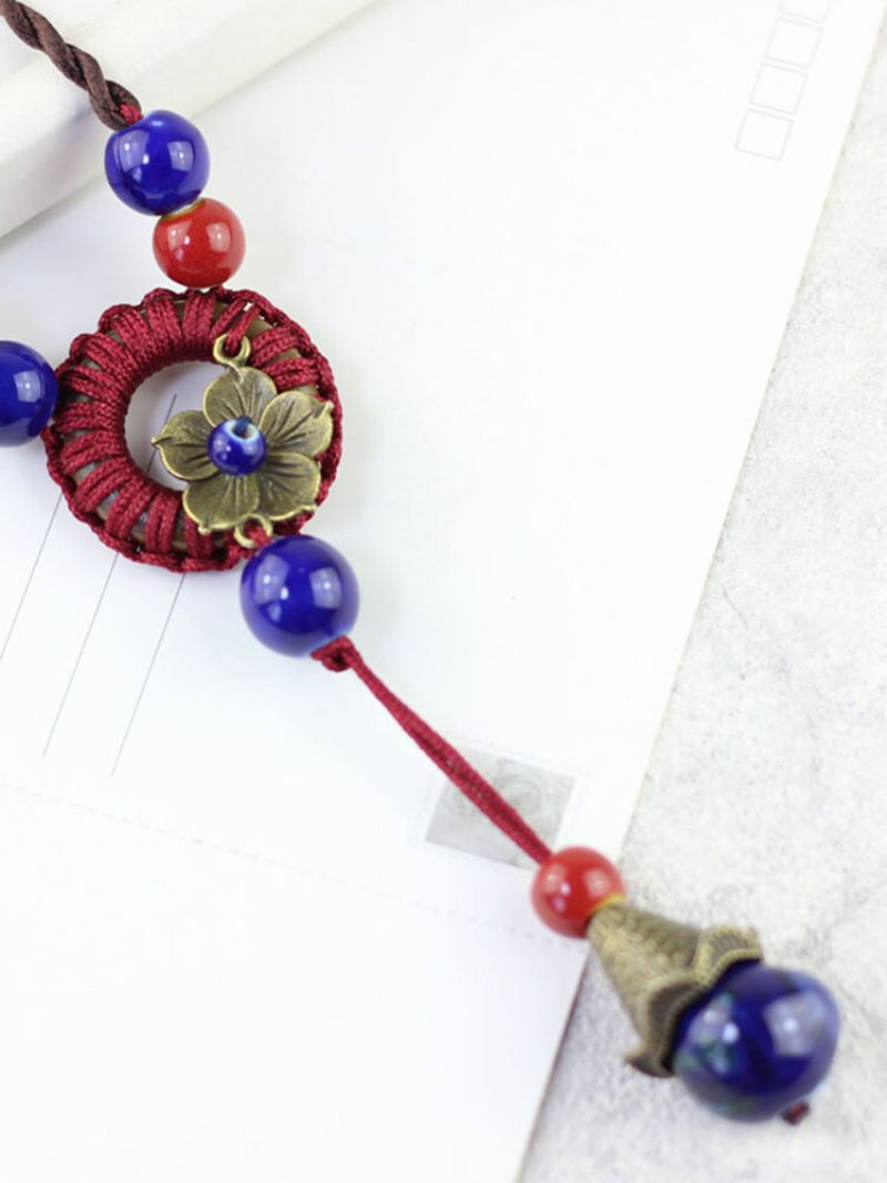 Vintage Ogrlica Od Dugačkog Džempera S Višestrukim Geometrijskim Perlama Od Legure Keramike