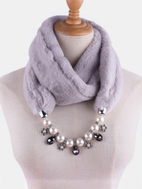 Vintage Ovalne Perle Od Umjetnog Bisernog Cvijeta Privjesak Od Patchworka Puna Plišana Legura Šal Ogrlica