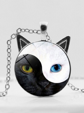 Ženska Ogrlica S Otisnutim Yin Yang Mačjim Ušima S Privjeskom