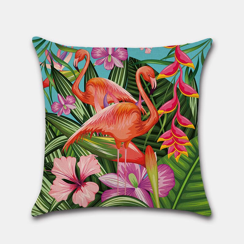 1 Kom Jastučnica S Tropskim Cvijećem Flamingo List Papige Digitalni Ispis Lan Bez Jezgre