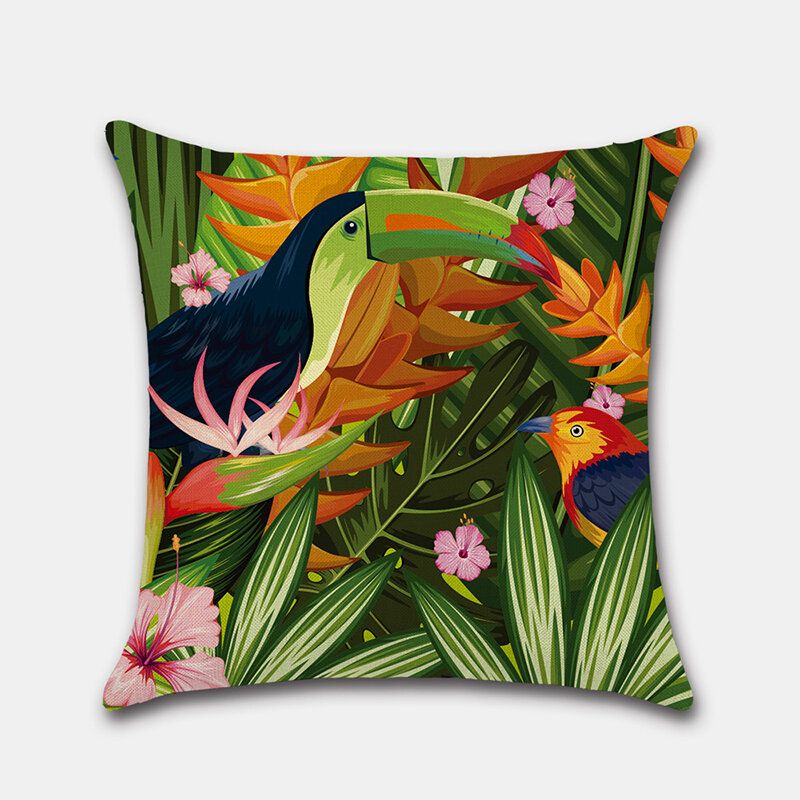 1 Kom Jastučnica S Tropskim Cvijećem Flamingo List Papige Digitalni Ispis Lan Bez Jezgre