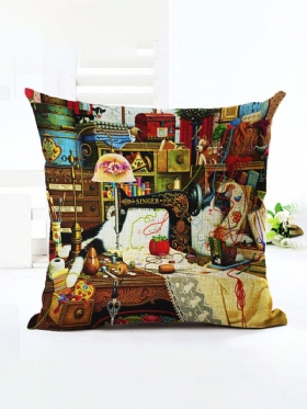 1 Kom Retro Stil Mačke Posteljina Pamuk Jastučnica Kućni Kauč Art Dekor Bacanje Navlaka