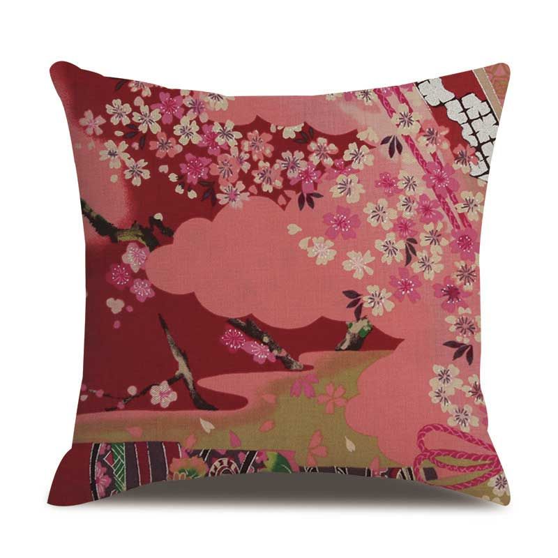 1 Pc Vintage Japanski Bijeli Ždral S Printom Lanene Jastučnice Kućna Sofa Uredska Mekana Jastučnica