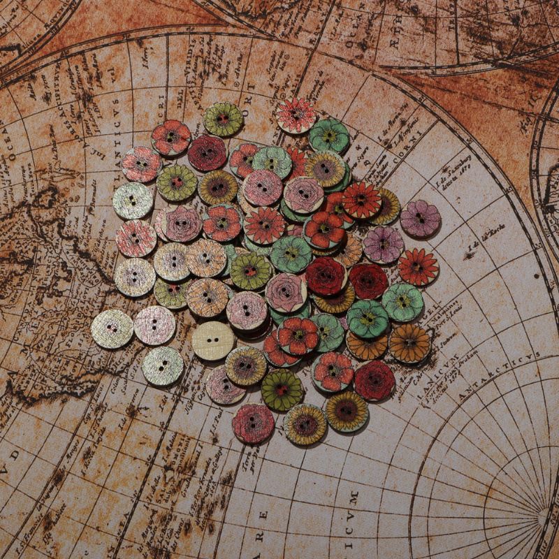 100 Kom. Vintage Drveni Gumbi Okruglog Oblika Koji Se Mogu Prati Odjeća Za Šivanje Ručno Izrađeni Diy Rukotvorine