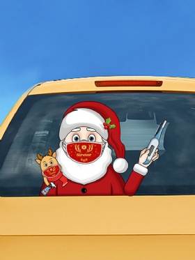 1pc Božićni Djed Mraz Nosi Masku Naljepnica Brisača Uklonjive Naljepnice Za Stražnje Vjetrobransko Staklo Automobila