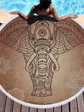 3d Totem Bohemian Mandala Printing Slonovi Ručnici Za Plažu Okrugli Oblik Od Mikrovlakana Pokrivač Za Piknik