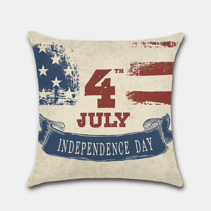 Američki Dan Neovisnosti Nacionalni Dan Jastučnica Retro Ručno Oslikana 4. Srpnja Laneni Digitalni Tisak
