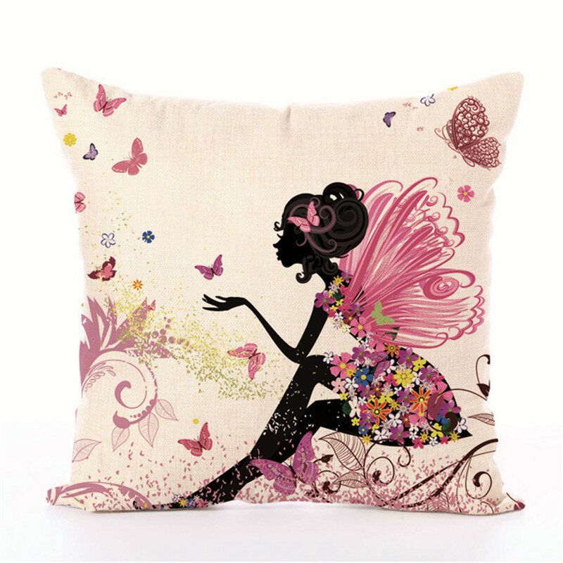 Bajke Cvjetni Stil Tiskana Jastučnica Leptir Djevojke Kuća Krevet Hotel Dekorativni