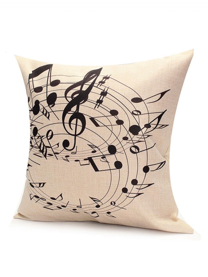 Black Music Notes Melody Theme Lanena Jastučnica Shell 45 cm