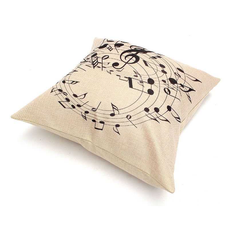 Black Music Notes Melody Theme Lanena Jastučnica Shell 45 cm