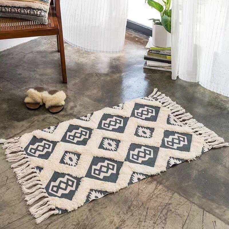 Bohemia Cotton & Lan Area Sag Podne Prostirke Pamučni Sag Moderni Nordic Geometric Tepih Home Tapetes Dekoracija Dnevne Sobe Podna Prostirka Otirači Za Vrata