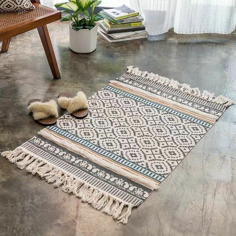 Bohemia Cotton & Lan Area Sag Podne Prostirke Pamučni Sag Moderni Nordic Geometric Tepih Home Tapetes Dekoracija Dnevne Sobe Podna Prostirka Otirači Za Vrata