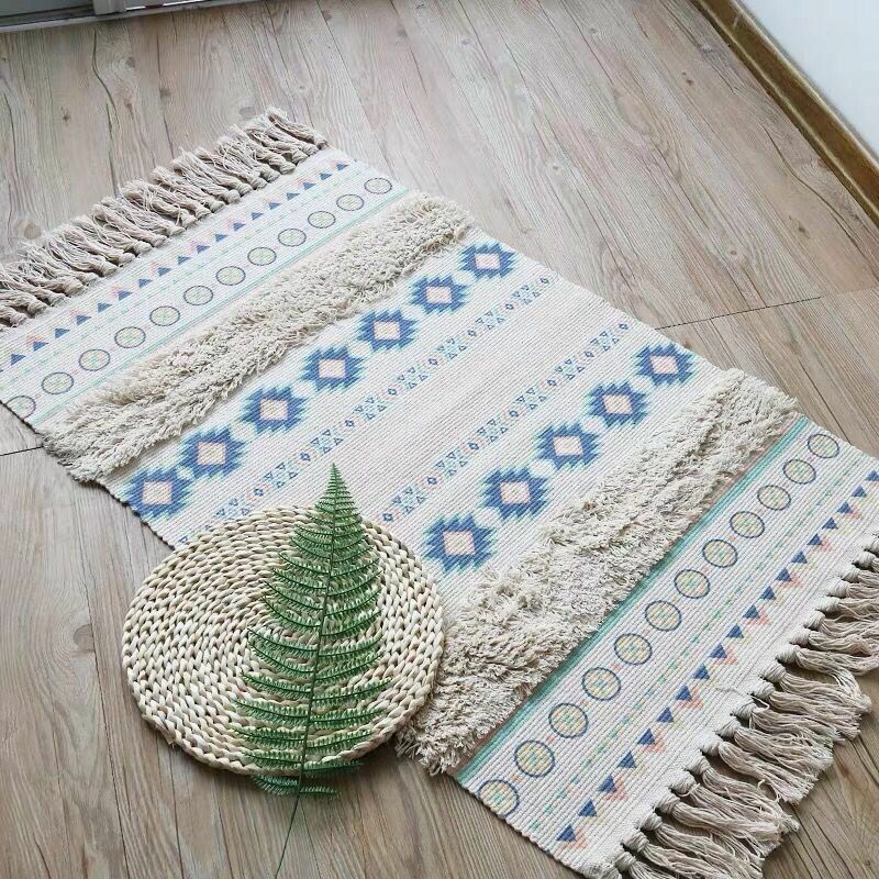 Bohemia Cotton & Lan Area Sag Podne Prostirke Pamučni Sag Moderni Nordic Geometric Tepih Home Tapetes Dekoracija Dnevne Sobe Podna Prostirka Otirači Za Vrata