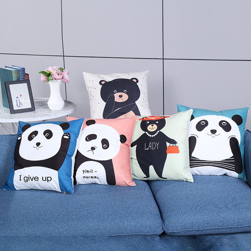 Crtani Panda S Printom Lanena Pamučna Jastučnica Jastučnice Mekane Na Dodir Kućni Kauč Ured
