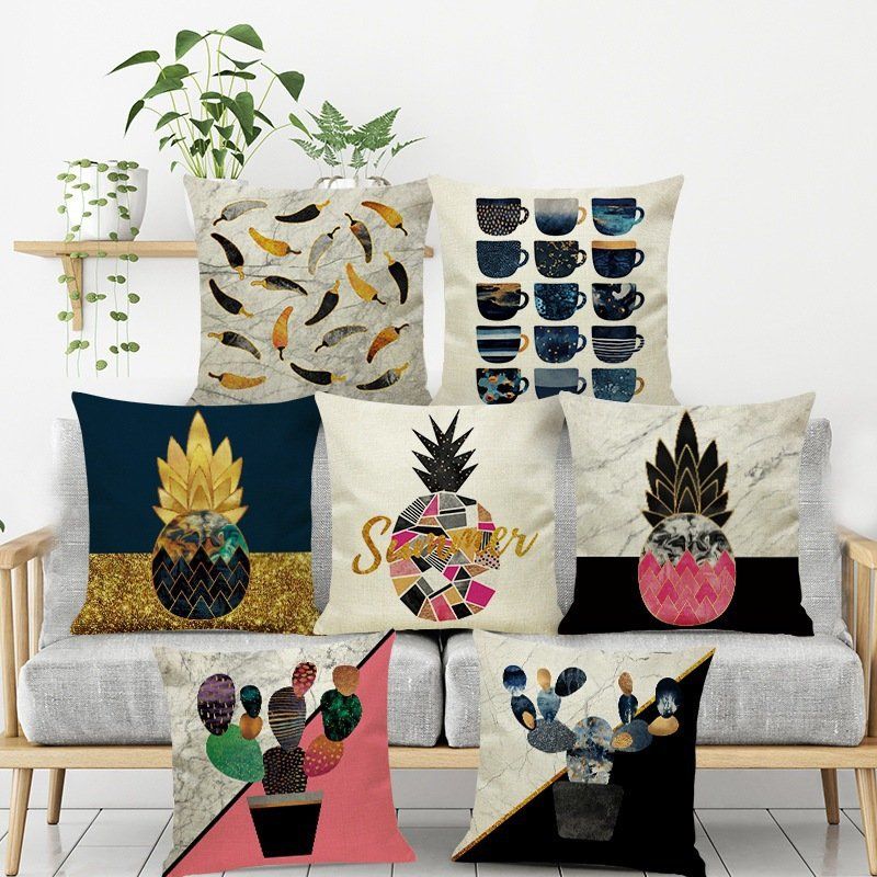 Ins Nordic Pineapple Cactus Geometric Style Lanene Jastučnice Kućni Kauč Art Decor Sjedala