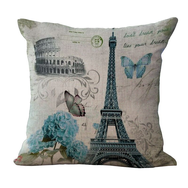 Jastučnica S Otisnutim Eiffelovim Tornjem U Parizu Kauč Od Lana Meka Navlaka Za Jastuk