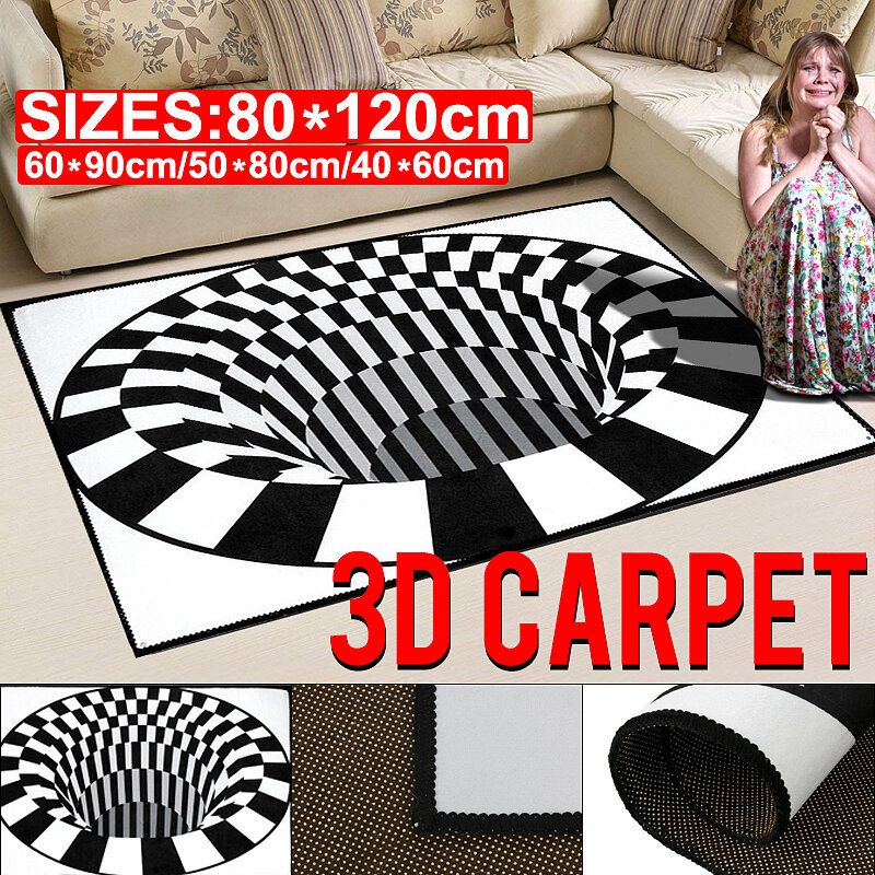 Ouniman Shaggy Rectangle Area Rug Creative 3d Modern Accent Rugs Crno-bijeli Karirani Suvremeni Tepih Protiv Klizanja Luksuzni Perivi Kauč Za Dnevnu Blagovaonicu Kućna Spavaća Soba Podna Prostirka