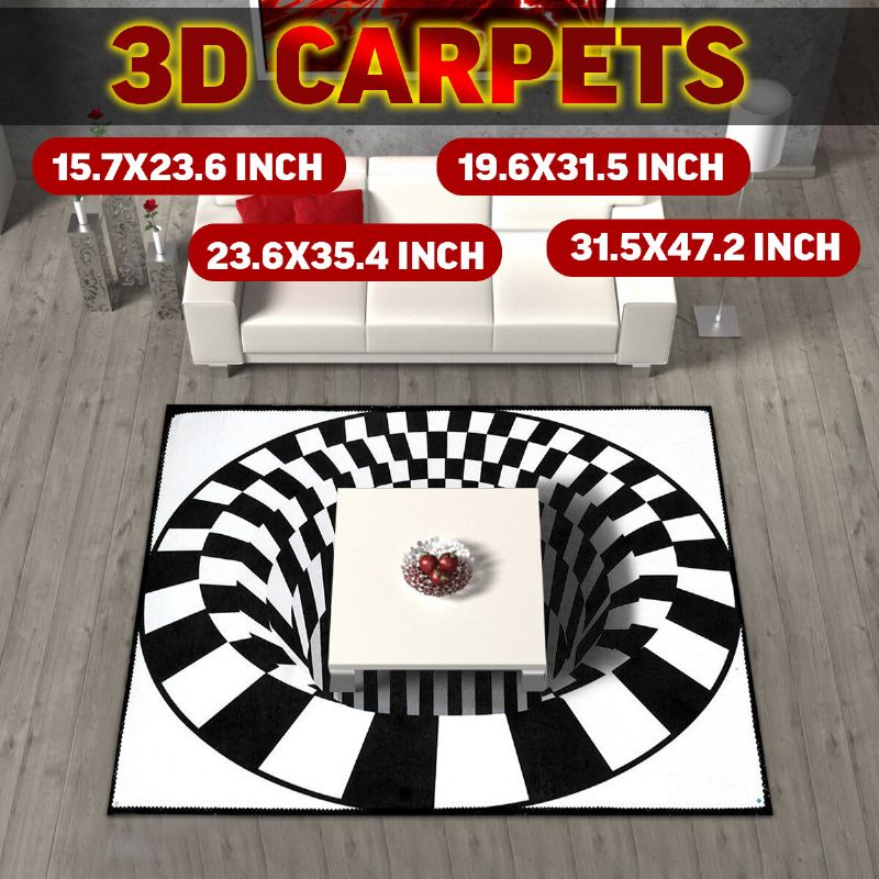 Ouniman Shaggy Rectangle Area Rug Creative 3d Modern Accent Rugs Crno-bijeli Karirani Suvremeni Tepih Protiv Klizanja Luksuzni Perivi Kauč Za Dnevnu Blagovaonicu Kućna Spavaća Soba Podna Prostirka