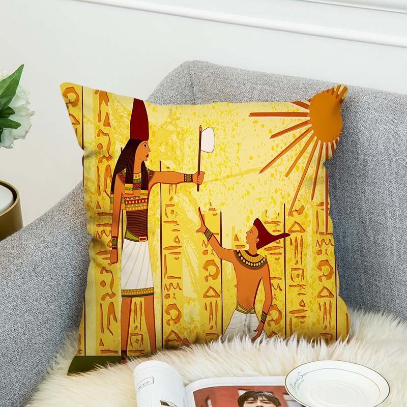 Plišana Pamučna Jastučnica U Vintage Egipatskom Stilu S Ab Stranicama Dekorativna Navlaka Za Kućni Kauč.