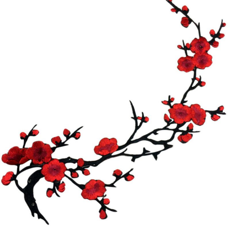 Plum Blossom Flower Applique Odjeća Vez Flaster Tkanina Naljepnica Pegla Na Šivanje Popravak