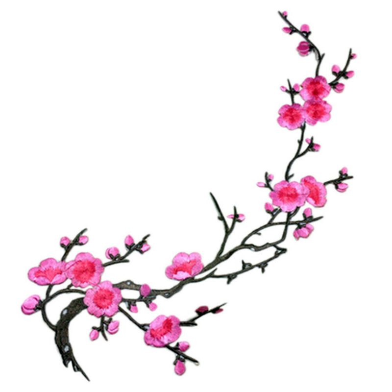 Plum Blossom Flower Applique Odjeća Vez Flaster Tkanina Naljepnica Pegla Na Šivanje Popravak