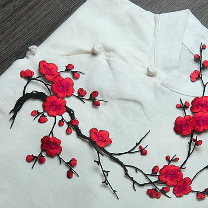 Plum Blossom Flower Applique Odjeća Vez Flaster Tkanina Naljepnica Pegla Na Šivanje Popravak