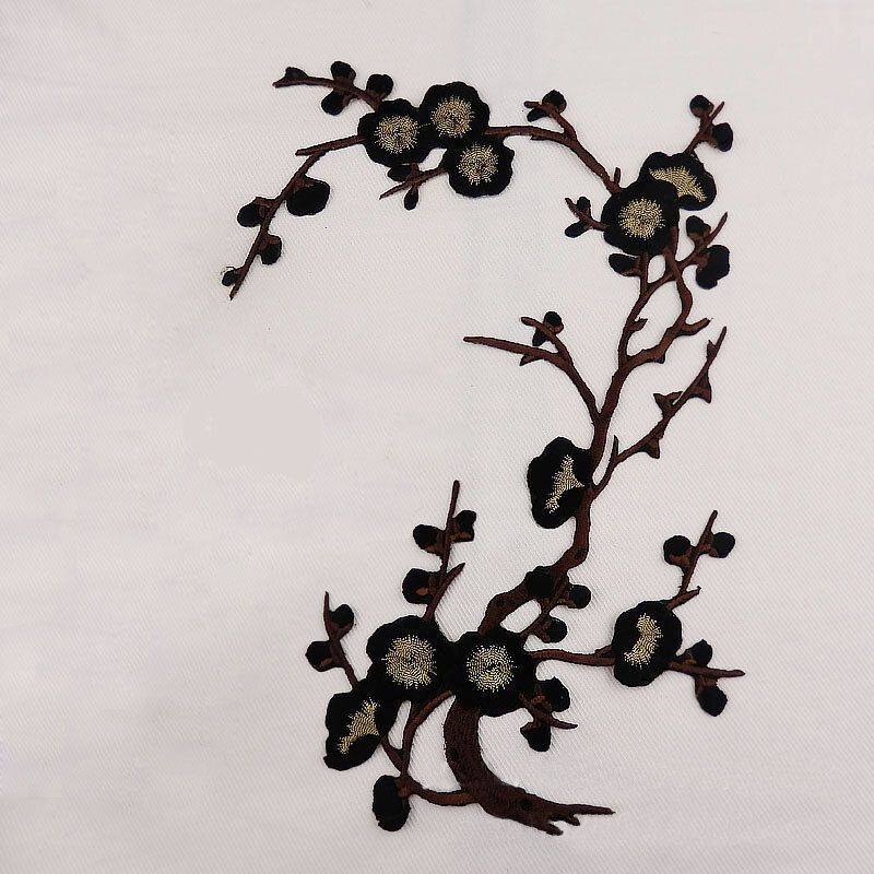 Plum Blossom Flower Applique Odjeća Vez Flaster Tkanina Naljepnica Pegla Na Šivanje Popravak