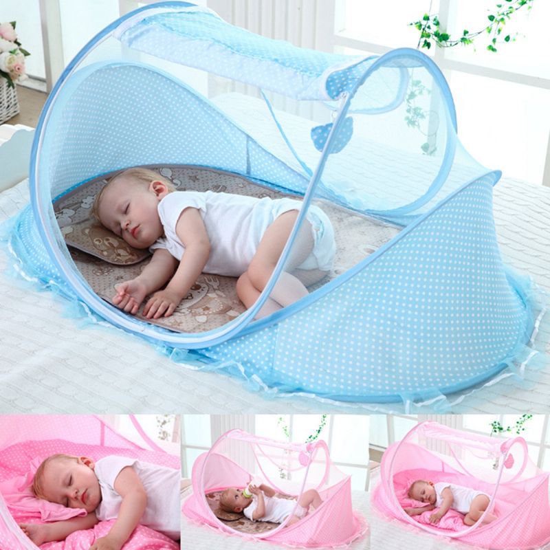 Prijenosni Sklopivi Putni Krevet Za Bebe Dječji Krevetić Šator Protiv Komaraca S Baldahinom