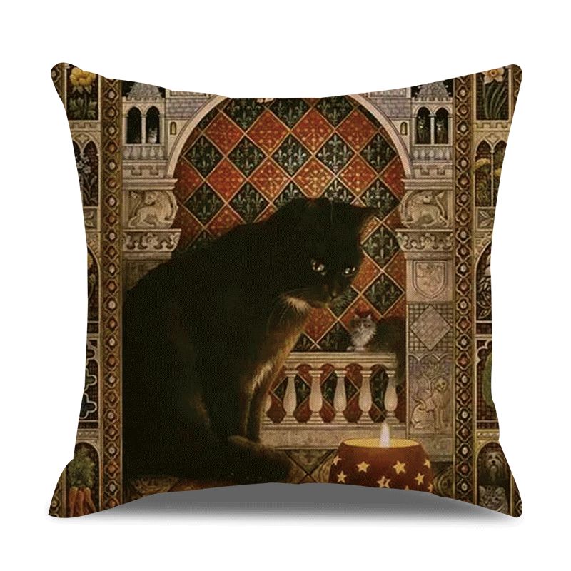 Retro Stil Cats Lanena Pamučna Jastučnica Kućna Sofa Art Decor Bacita