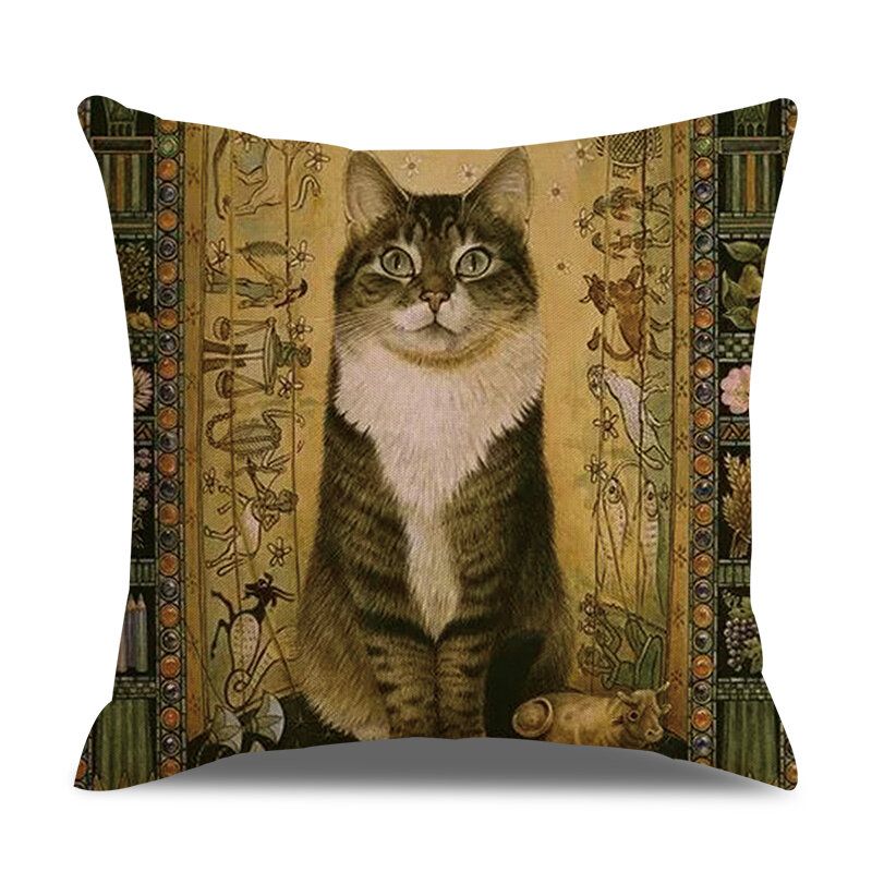 Retro Stil Cats Lanena Pamučna Jastučnica Kućna Sofa Art Decor Bacita