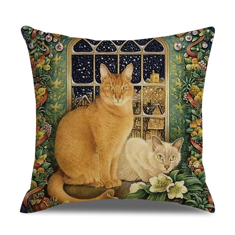 Retro Stil Cats Lanena Pamučna Jastučnica Kućna Sofa Art Decor Bacita