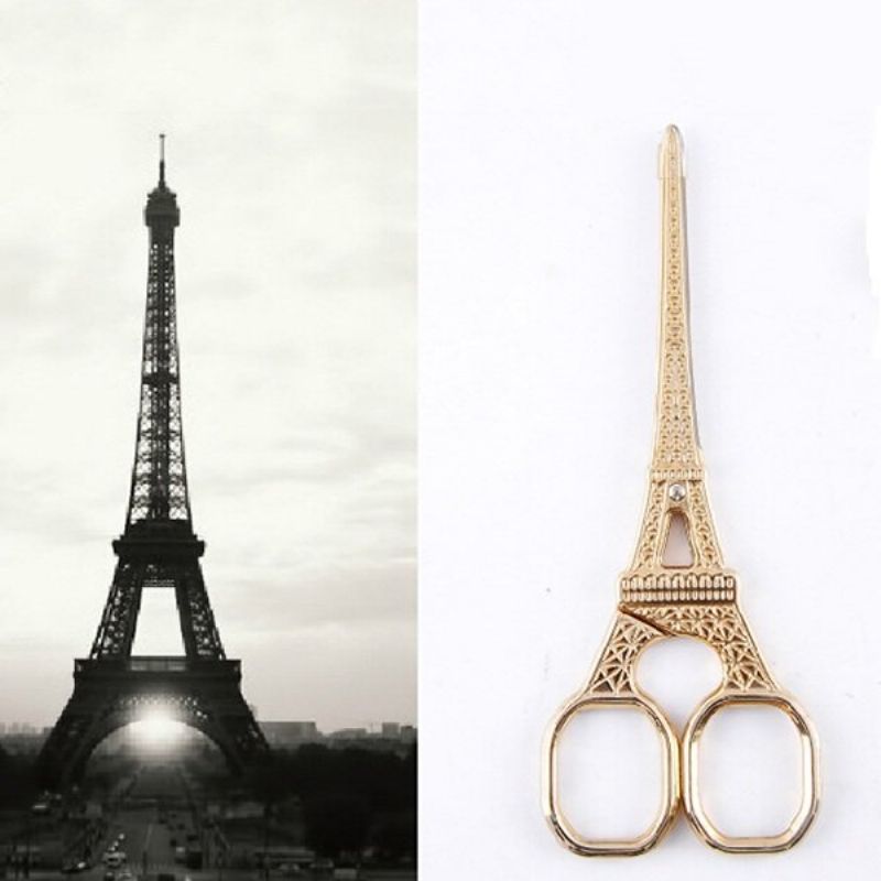 Starinske Škare Zlatni Eiffelov Toranj Arhitektura Oblik Šivanje Dodaci Za