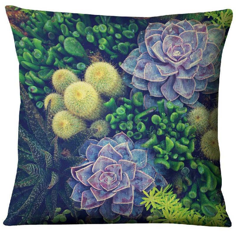 Succulent Cactus Lanena Jastučnica Kućna Tkanina Sofa Desert Green Jastuk