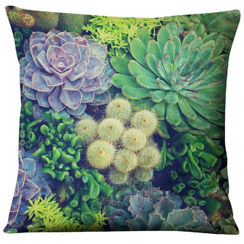 Succulent Cactus Lanena Jastučnica Kućna Tkanina Sofa Desert Green Jastuk