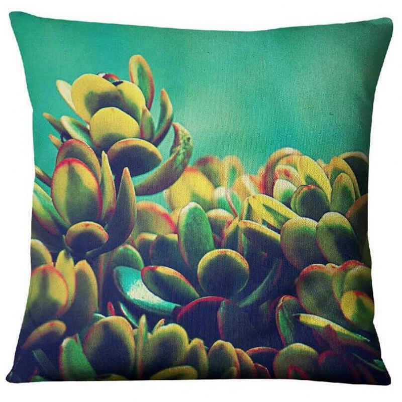 Succulent Cactus Lanena Jastučnica Kućna Tkanina Sofa Desert Green Jastuk