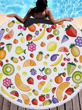 Svježe Voće Okrugli Pokrivač Za Ručnike Za Plažu Hawaii Hawaiian Tropical Large Microfiber Terry Roundie Beach Palm Circle Tepih Za Piknik Podloga Za Jogu S Resama