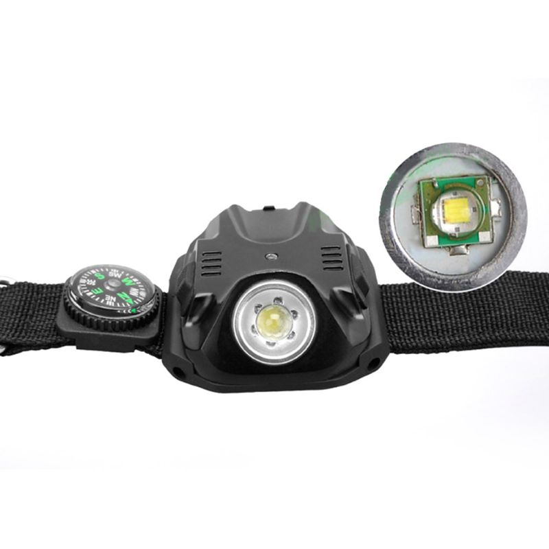 Led Ručna Svjetiljka Za Trčanje Na Otvorenom Kampiranje S Kompasom Indikatorom Snage Svjetlom Narukvice